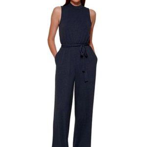 Marc New York Performance Heather Ink Pocket Waist-Tie Jumpsuit M